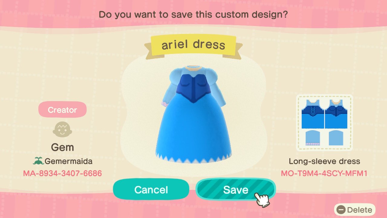 Little Mermaid Set - Animal Crossing Pattern Gallery & Custom Designs