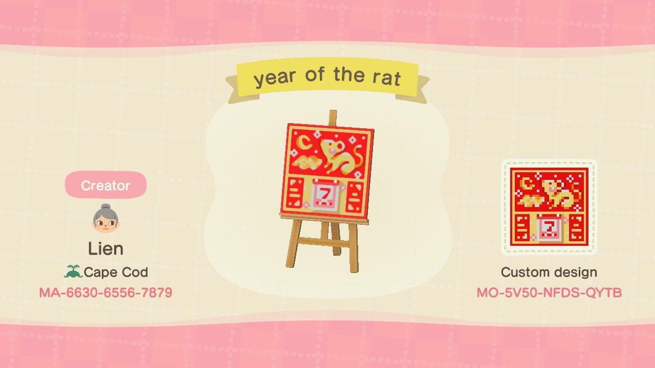 Year of the Rat Lunar Calendar Animal Crossing Pattern Gallery